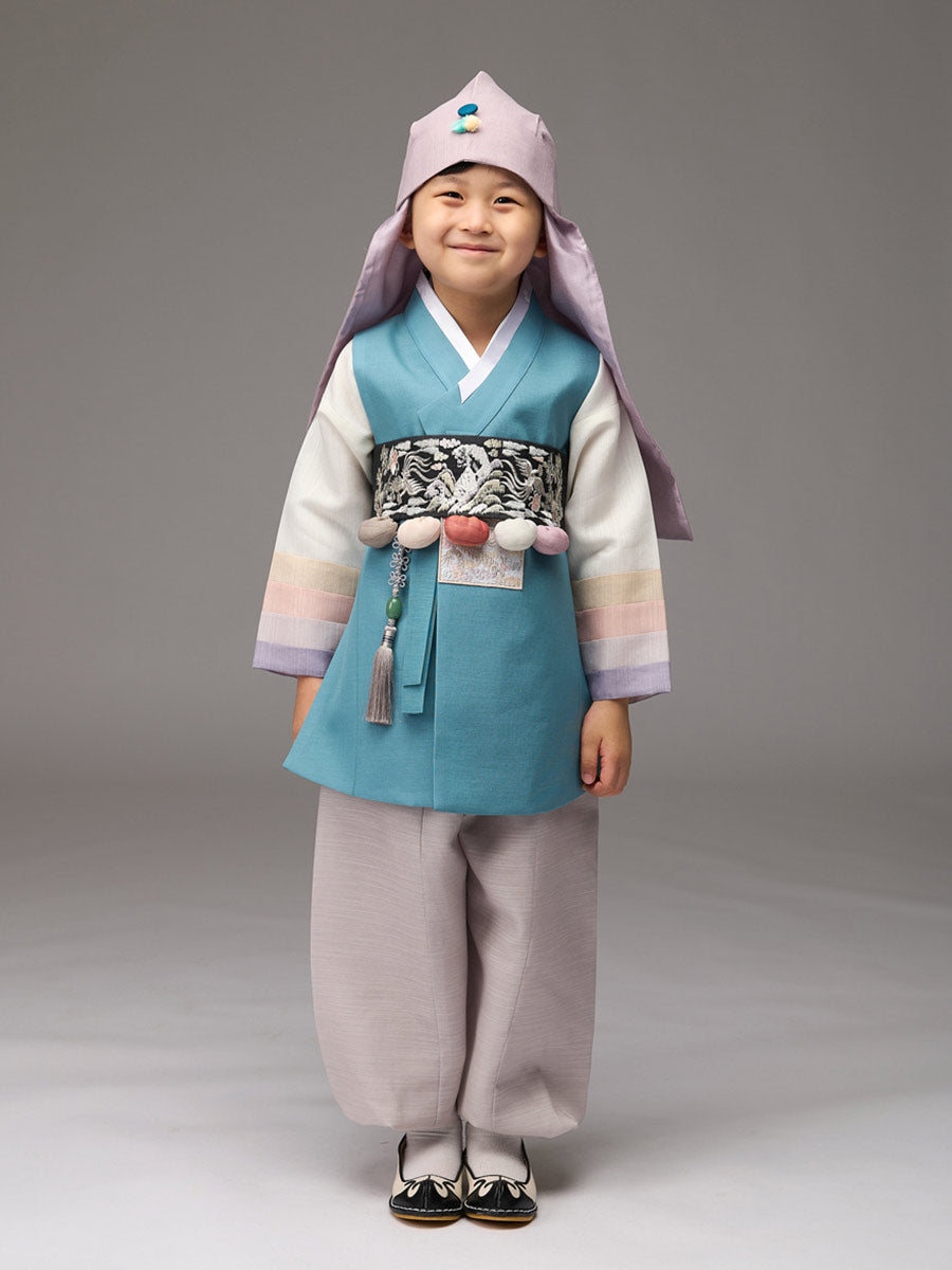 Adorable Boys Hanbok in Teal – Joteta Korean Online Shop