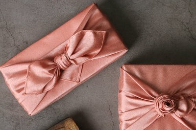 Coral single sided Korean Bojagi is fabric wrapping fit for a queen.