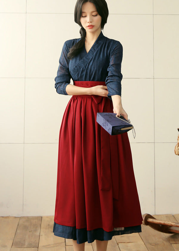 Navy Modern Hanbok Dress – Joteta Korean Online Shop