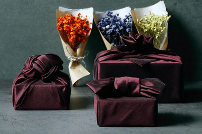 What a better way to end the night than with this deep maroon single sided Bojagi fabric wrapped gift?