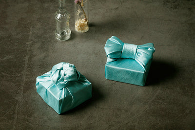 You'll feel the love and adoration when you give someone a gift wrapped in this light sky colored Bojagi Korean fabric.