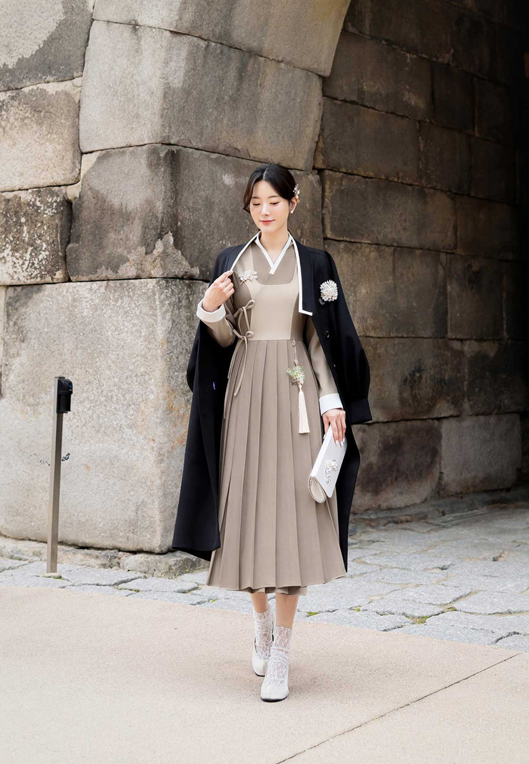 modern hanbok dress Serenity Matte Beige Pleated – Joteta Korean Online Shop SD-12.02.25 Color:black short sleeve dress+apron+hairband+petticoat Stunning blue princess hanbok Boho Dress Amazon Long