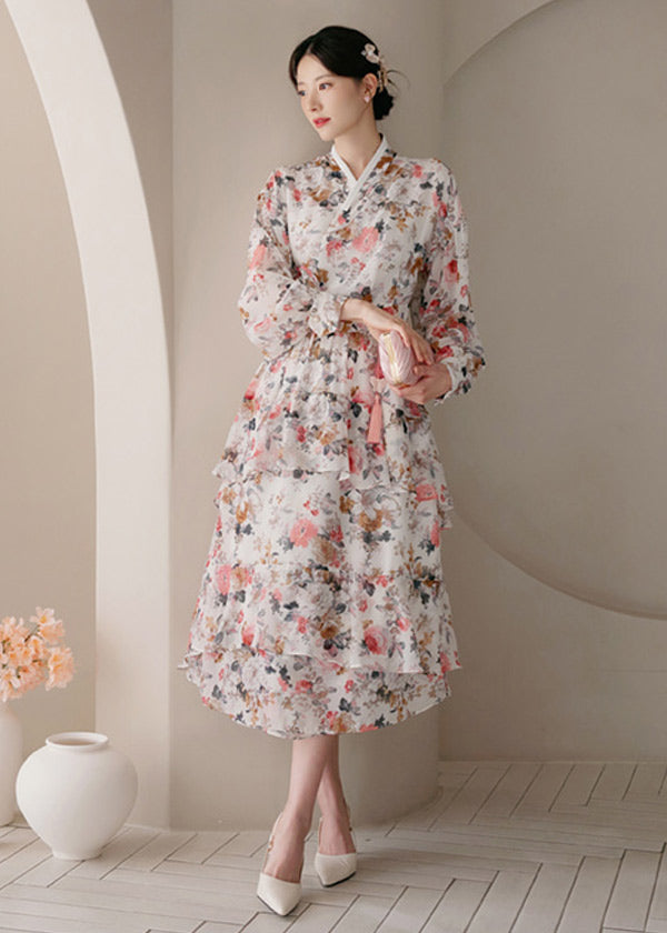 Blooming Petal Ruffle Modern Hanbok Dress – Joteta Korean Online Shop