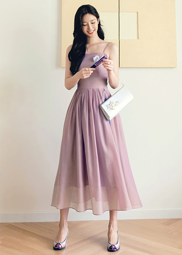 open lace back dress Long Lavender Purple Sequin-Print Prom Dress Lavender / 2 main image 1