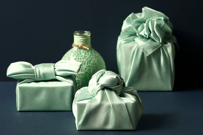 A chartreuse Bojagi is the ideal ending for any present wrapped in a reusable gift wrap.