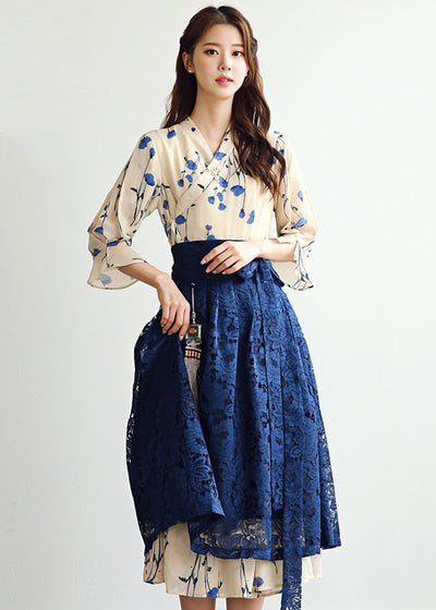 Modern Hanbok Women Daily Comfortable Clothes Korea Traditional 100% Cotton  Washed Vest Pants Set Blue (2xlarge) at  Women's Clothing store