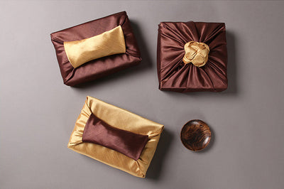 This gold & brown double sided Bojagi makes the finest luxury gift wrap for any Korean bash.