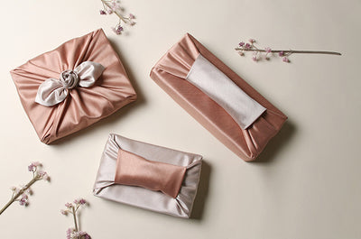 Nude and off-white double sided Bojagi will be the best wrapping cloth for women and little girls, such as during a second birthday.