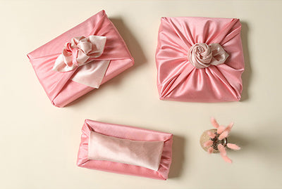Rose pink and ivory double sided Bojagi uses the same high-quality fabric as the hanbok, so you know you're getting a reusable gift wrap that's superior to the competition.