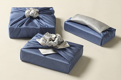 Navy blue and silver double sided Bojagi brings a sophisticated and refined look to all of your gifts regardless of occasion.