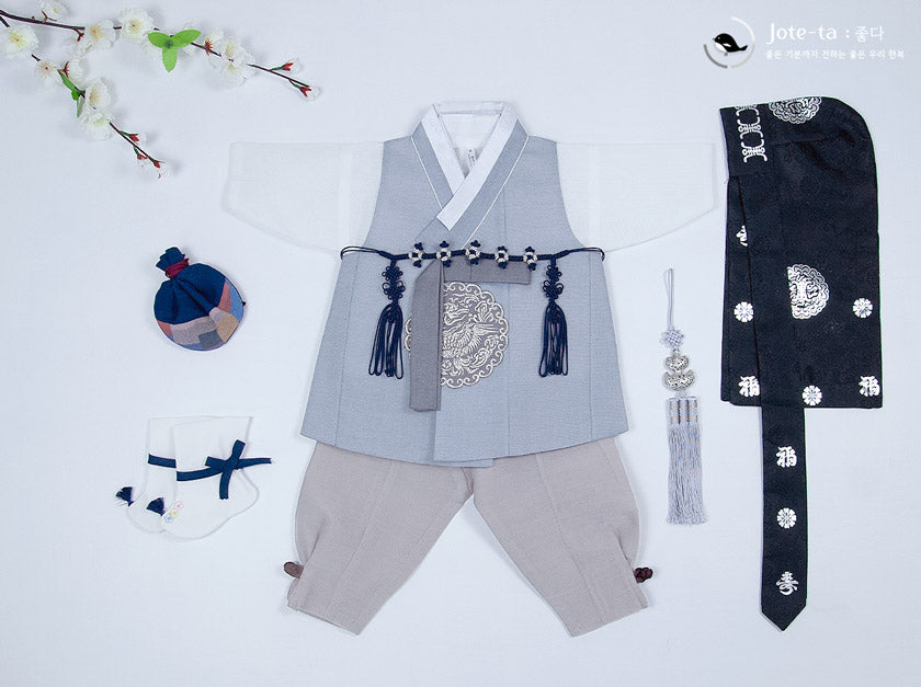 Glorious Prince in Deep 2024 Navy 100 Days Baby Boy Hanbok | Baekil Hanbok | 100Days Baby Hanbok | Korean 100 Days